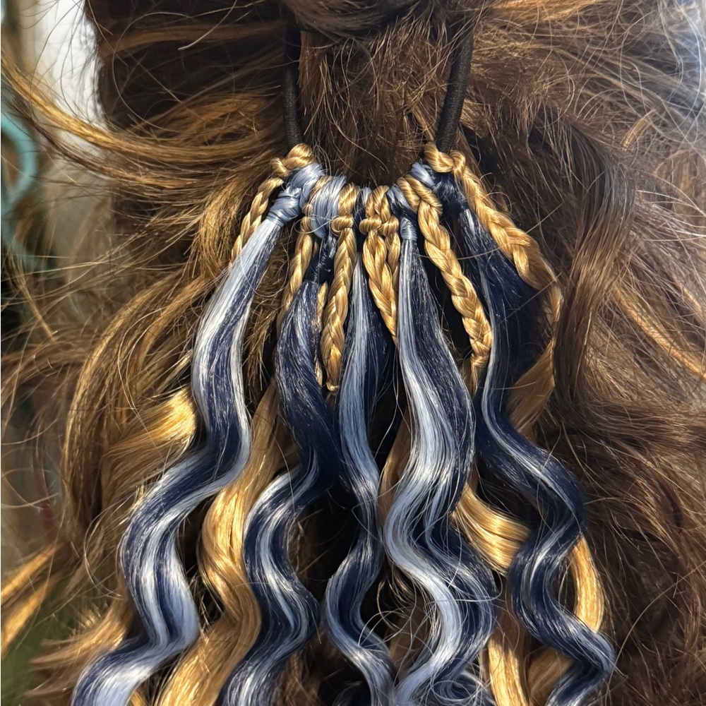 Braided Hair Extension in Blue and Blonde